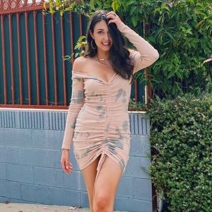 Ruched mini dress off the shoulder